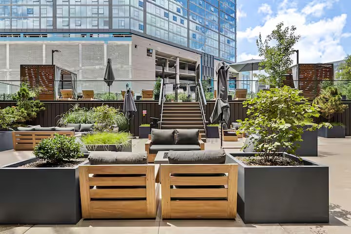 Courtyard lounge with cabanas