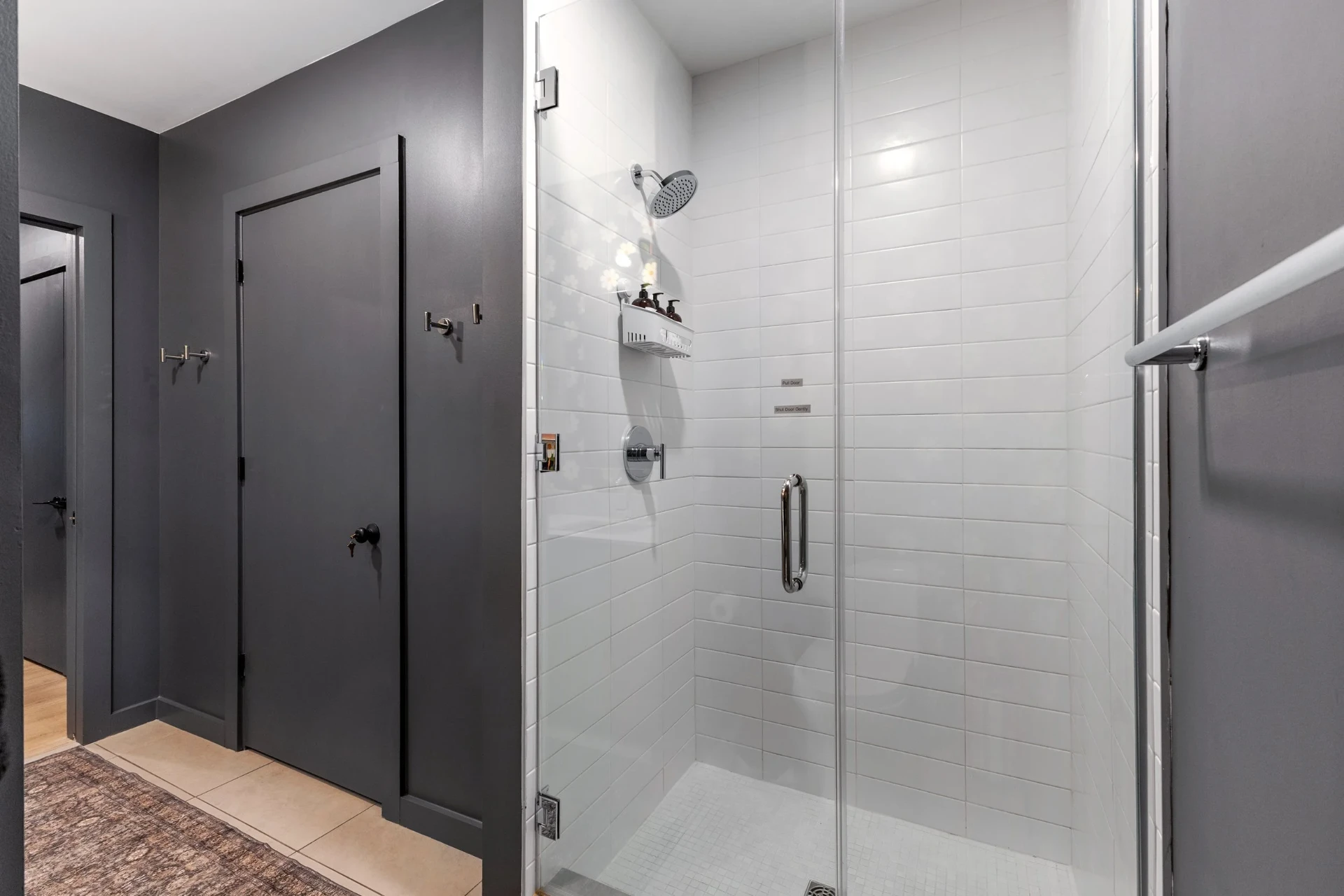 Primary walk-in glass shower
